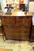 19th Century shell and chequer inlaid mahogany bow front chest of two short above three long