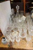 Collection of crystal glassware including Daum cat 18cm,