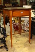 Late 19th Century mahogany and satinwood side table having velvet lined spring action drawer,