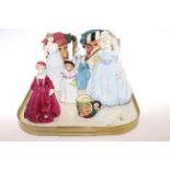 Two large and small character jugs, five Coalport,