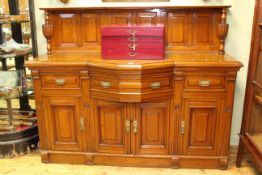 Late Victorian mahogany four door chiffonier with raised back and breakfront centre, 136.