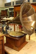 Table top gramophone with horn
