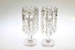 Pair of 19th Century crystal glass table lustres