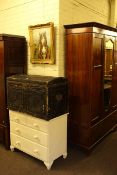 Edwardian inlaid mahogany mirror door wardrobe,