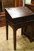 18th Century carved oak bible box on later stand