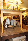 Bespoke oak and metal framed rectangular dining table, 170cm long,