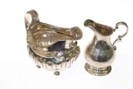 Victorian silver cream jug, Arthur Sibley, London 1859, 11cm; and a damaged silver cream jug,