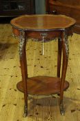 French ormolu mounted oval shaped top occasional table with undershelf