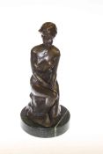 Small bronze of nude on marble base