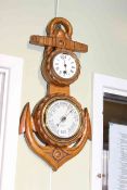 Oak rope and anchor clock barometer