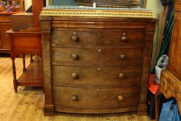 Victorian mahogany bow front chest having shallow long drawer above two short and three long
