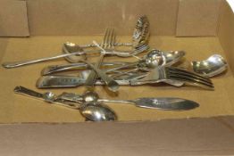Group of assorted silver spoons, forks,