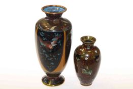 Two Japanese Cloisonne enamel vases,