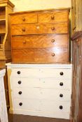 Victorian painted four height chest and Victorian satin birch four height chest (2)