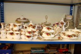 Over one hundred pieces of Royal Albert Old Country Rises tea and dinnerwares