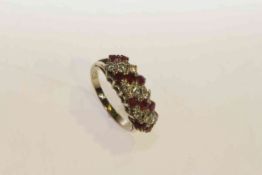 Ruby and diamond ring, stamped 18CT,