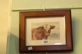 EM Alderson, Study of a Cow in Landscape, watercolour, initialled lower right, 9cm by 13.