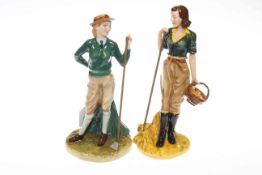 Two Royal Doulton figures 'Women's Land Army' and 'The Land Girl',