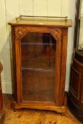 Victorian walnut and satinwood inlaid glazed door music cabinet