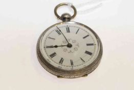 Continental silver open-face pocket watch