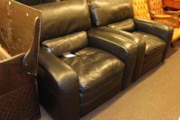 Pair Barker & Stonehouse black leather armchairs