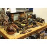 Large collection of African tribal busts and carvings, face masks,