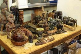 Large collection of African tribal busts and carvings, face masks,