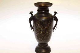 Oriental bronze two handled vase
