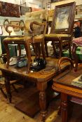 Late Victorian extending dining table on turned reeded legs with leaf and winder together with