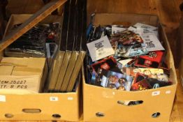 Two boxes of WWE Wrestling collectables