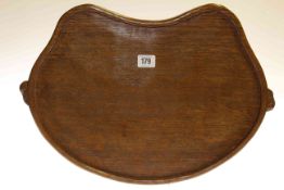 Vintage Mouseman oak reniform tray,