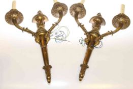 Pair of gilt metal two branch wall lights