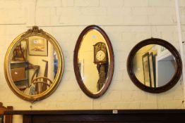 Collection of five framed wall mirrors