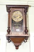 Small Victorian walnut wall clock with gilt dial