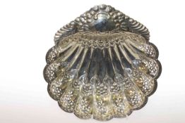 Edwardian silver shell shaped pierced dish, Atkin Bros, Sheffield 1906, 12.1oz, 23.