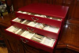 Four drawer leatherette finish canteen of cutlery, HJ Francois, Paris,