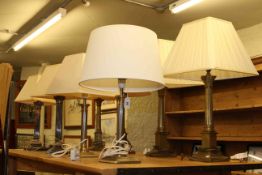 Six corinthian column table lamps and pair of table lamps,
