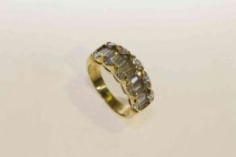 18 carat gold, baguette and marquise diamond half eternity ring,