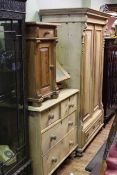 Continental pine two door wardrobe, four drawer pine chest,