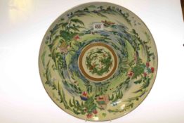 Large Chinese charger with continuous river landscape decoration