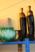 Pair of leather riding boots and trees,
