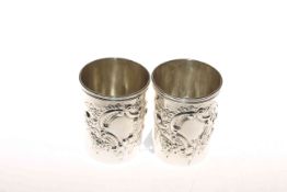 Pair of Victorian silver beakers, George Maudsley Jackson, London 1893, 7.