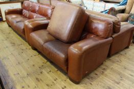 Sofitalia tan leather four piece lounge suite comprising three seater and two seater settees,
