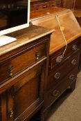 Edwardian inlaid mahogany three drawer bureau,