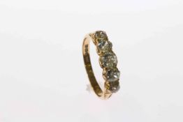 Five-stone diamond ring, hallmarked 18 carat gold, London 1907,