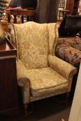 Wing fireside chair in floral tapestry fabric