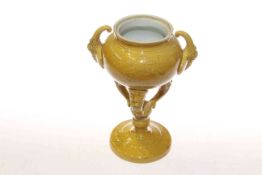 Chinese ochre glazed censer, decorated with dragons and flaming pearls,