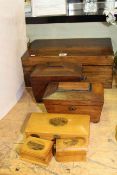 Victorian box, rosewood and mahogany caddies,