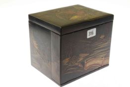 1920's chinoiserie lacquer folding front box,