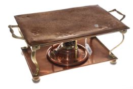Copper and brass hot plate with burner